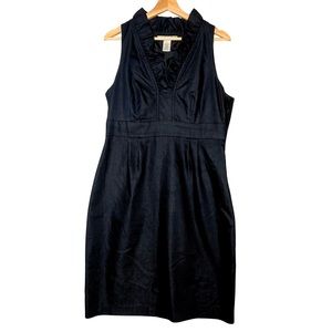 Maggy London Womens Cocktail Black Dress Ruffles V-Neck Size 12